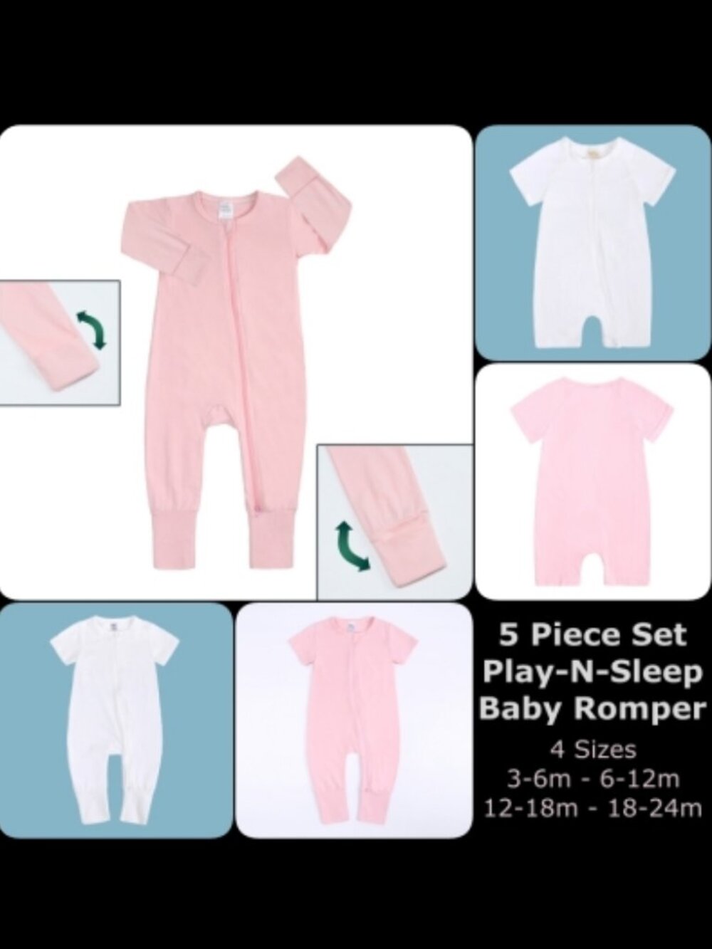5pcs Lot Baby Romper Bodysuit Cotton Long Short Sleeve Mittens Footed Double Zip